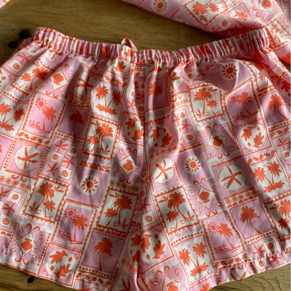 Sigrid Olsen Pink Orange Tropical Pajama Shorts Set Women’s Medium Preloved - Picture 10 of 12